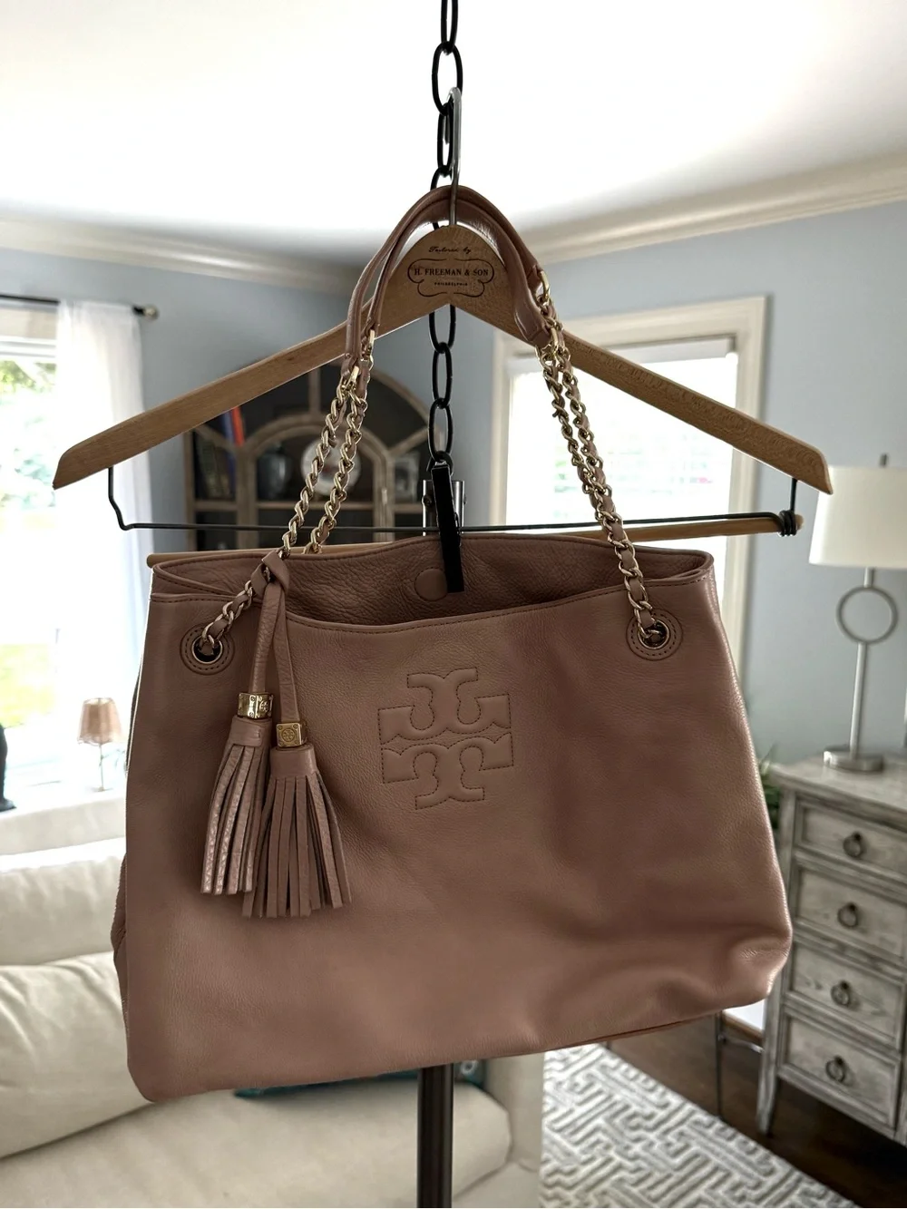 Tory Burch Blush Pebbled Leather Thea Tote